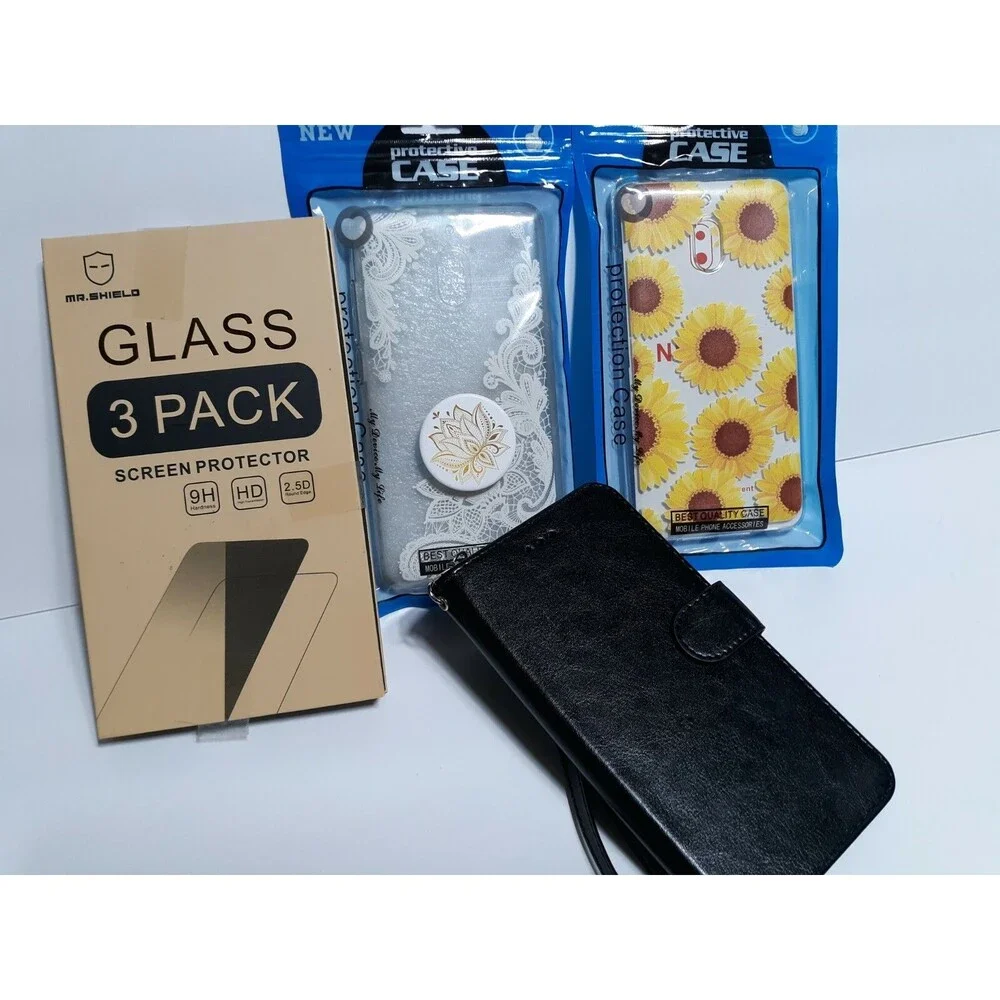 Lot of 3 Nokia 2V cell phone cases and screen protectors